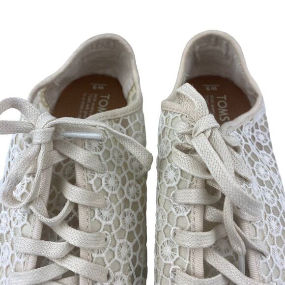 TOMS WOMENS Lena Natural Mosaic Mesh Crochet Jute Lace Up Espadrilles Shoes US 9 - Picture 8 of 14